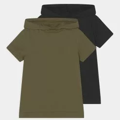 Friboo BOYS HOODED TEE 2 PACK - T-Shirt Print - Khaki/black, Kinder